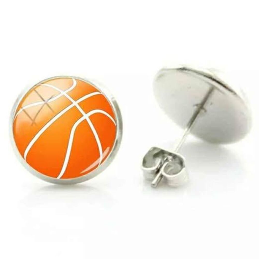 Basketball Stud Earrings Clear Coat On Top Very Clear Great Quality